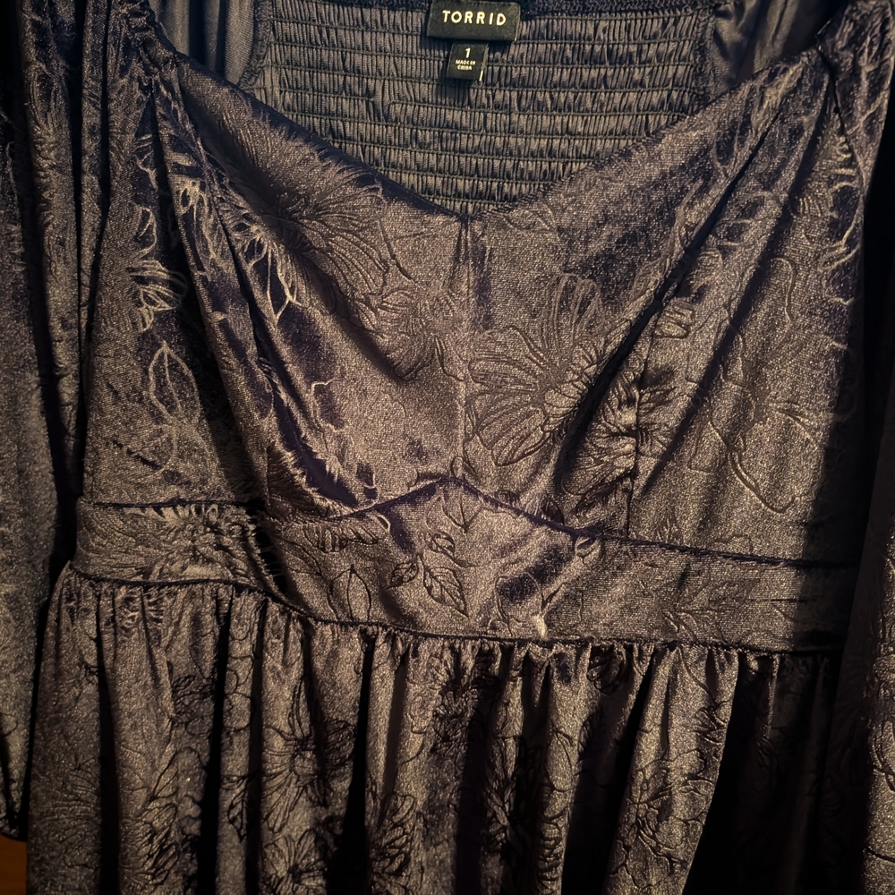 Torrid Velvet Floral Babydoll Top